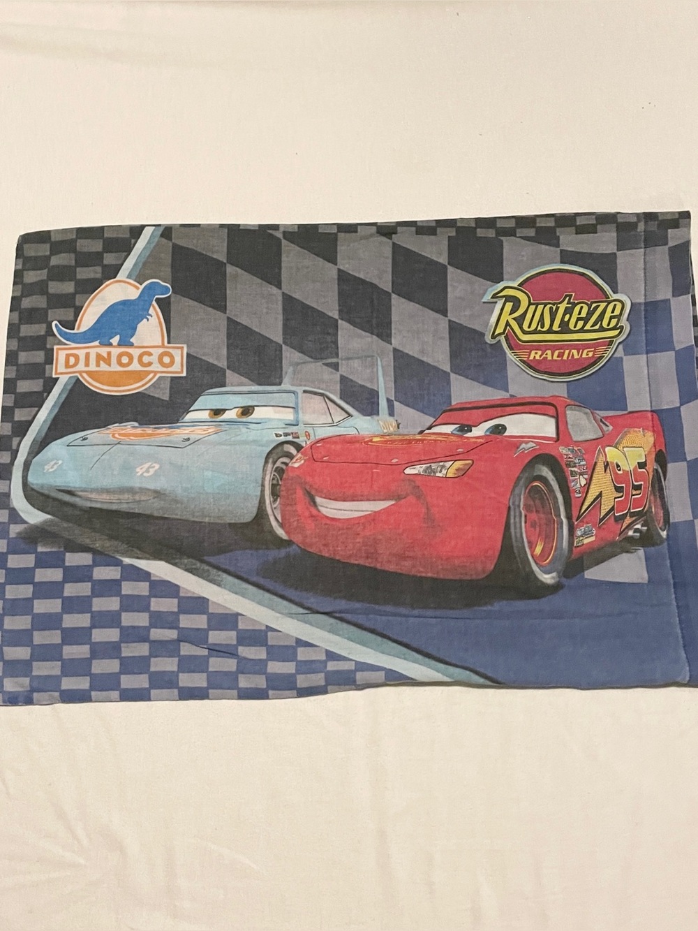 Vintage Disney Cars Pillowcase Lightning McQueen The King Dinoco Jay Franco